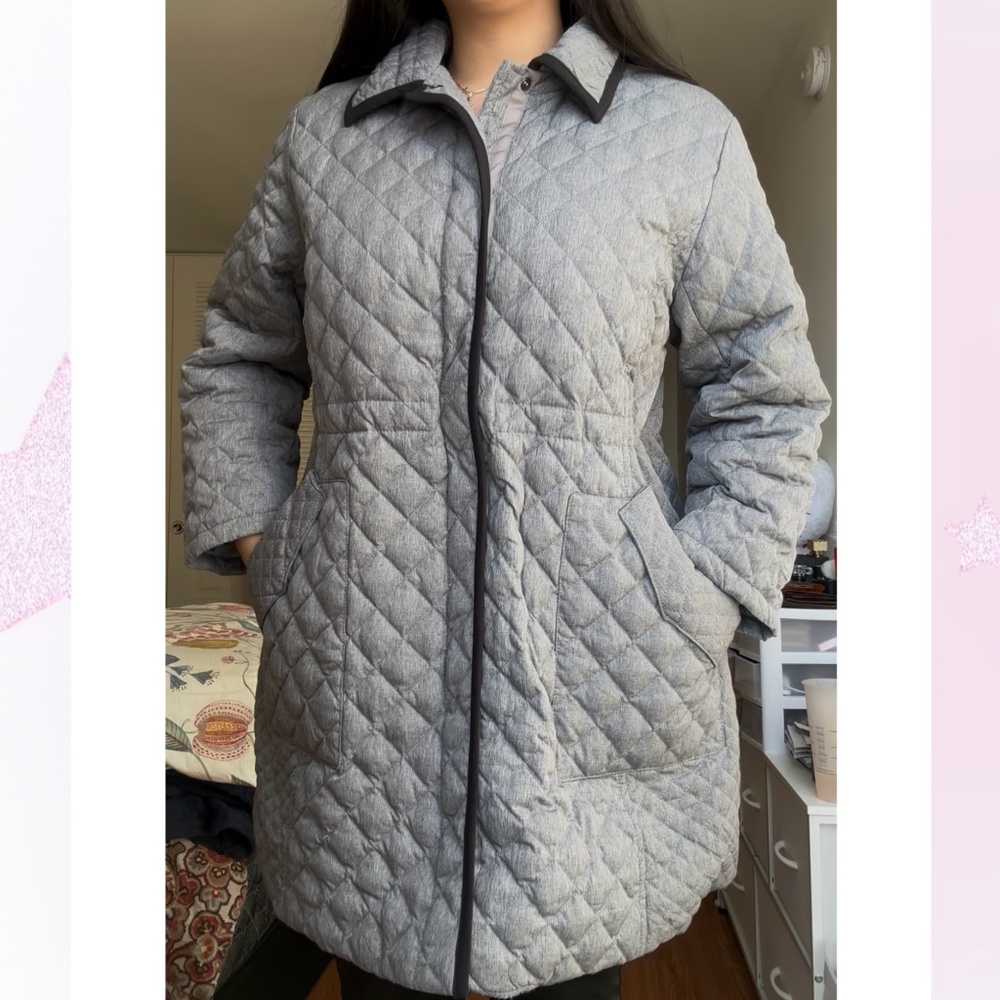 Grey Quilted Mid-Length jacket Size M/L small